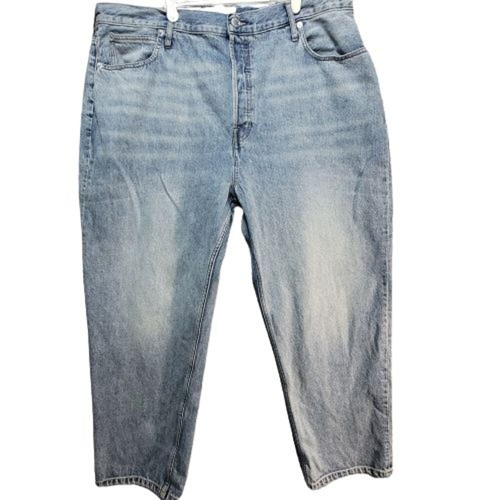 Everlane The 90's Way High Jean Medium Wash Blue Button Fly Size 35 Long NWT